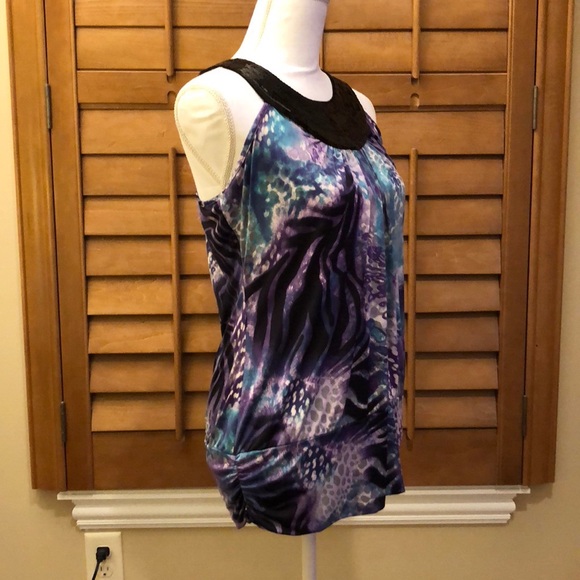 Kiwi Women’s L purple/green black sequin tank top - Picture 4 of 5